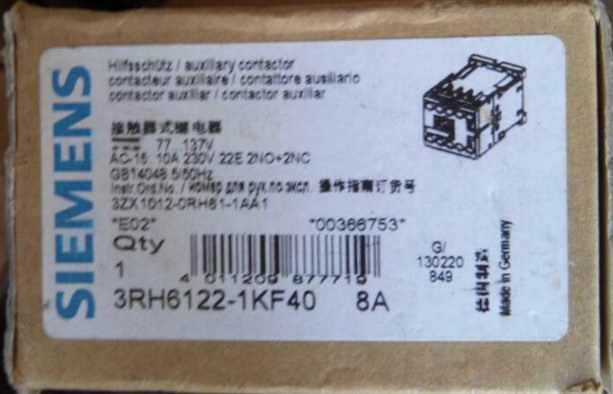 接触器式继电器 3RH6122-1KF40  8A   DC77-137V