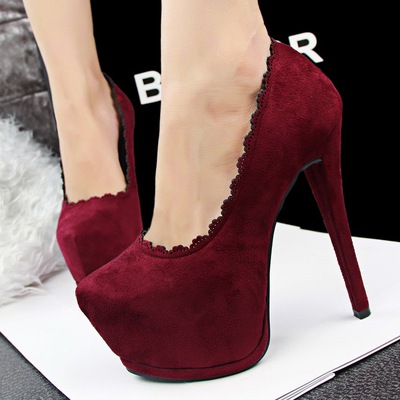 118-31 European and American fashion wind hollow lace ultra-high with waterproof Taiwan sexy night light suede women's s