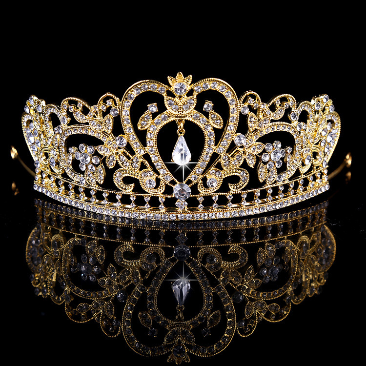 Hairpin hair clip hair accessories for women European style Baroque crown alloy water diamond jewelry Niang crown headdress