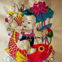 杨家埠年画_厂家批发 恒兴义年画 连年 吉祥娃娃