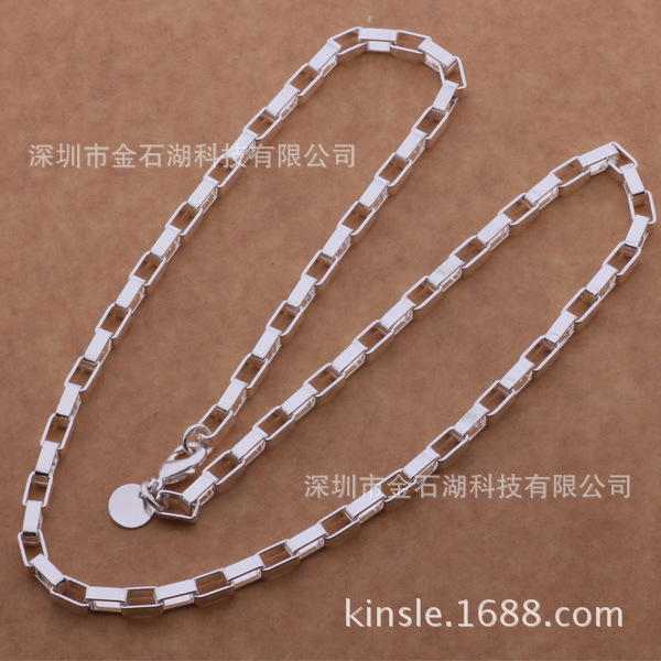特价批发韩版精美  银饰外贸热销潮流精品大长方格项链厂价直销