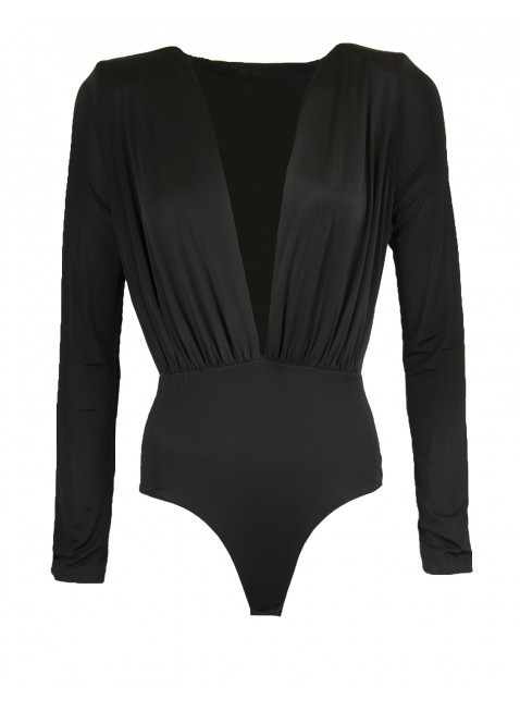 Deep V Long Sleeve Bodysuit Versatile Sexy Available in Three Colors Perfect for Swimwear or Casual Outings