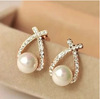 Elegant universal earrings from pearl, Korean style