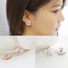 精誠飾品韓劇美女的誕生莎拉同款耳環 閃鑽珍珠不對稱耳釘 韓國耳