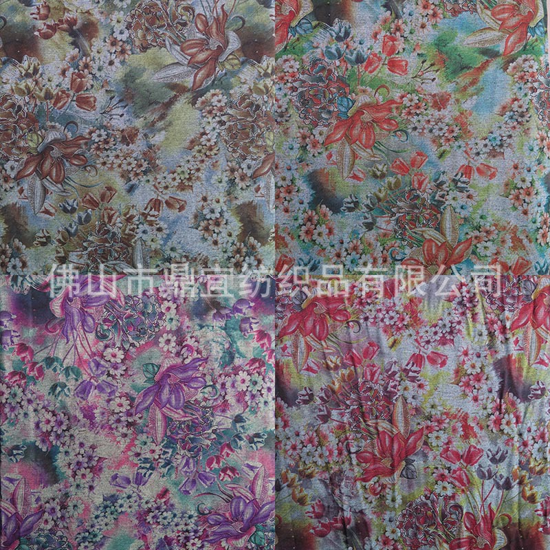 direct deal Black bottom knitting printing Fabric Elastic force Denim Calico Women's wear Popular printing pattern