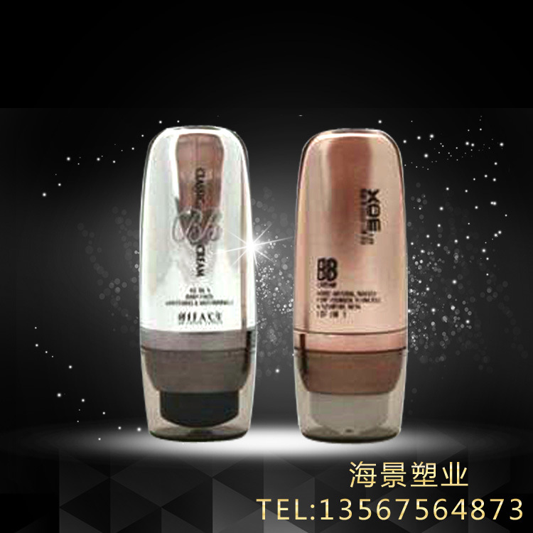 亚克力真空瓶 化妆品包材亚克力真空塑料瓶 BB霜扁瓶批发HJ-0045