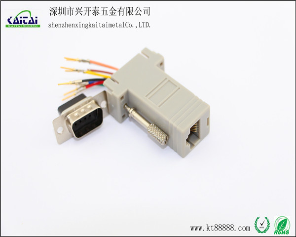 深圳市兴开泰厂家直销 RJ45- DB9公 电脑转接头 （灰色）