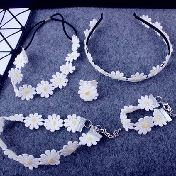 5g Weight Cloth Pendant Material Choker Classification Iron Chain Material cable chain Chain Type 1 Piece Quantity Holiday, Daily Occasion Cloth, Iron Material Flower Pattern Women'S Gender Cute Style Cute Flower Cloth Iron Cable Chain Choker Wholesale 12