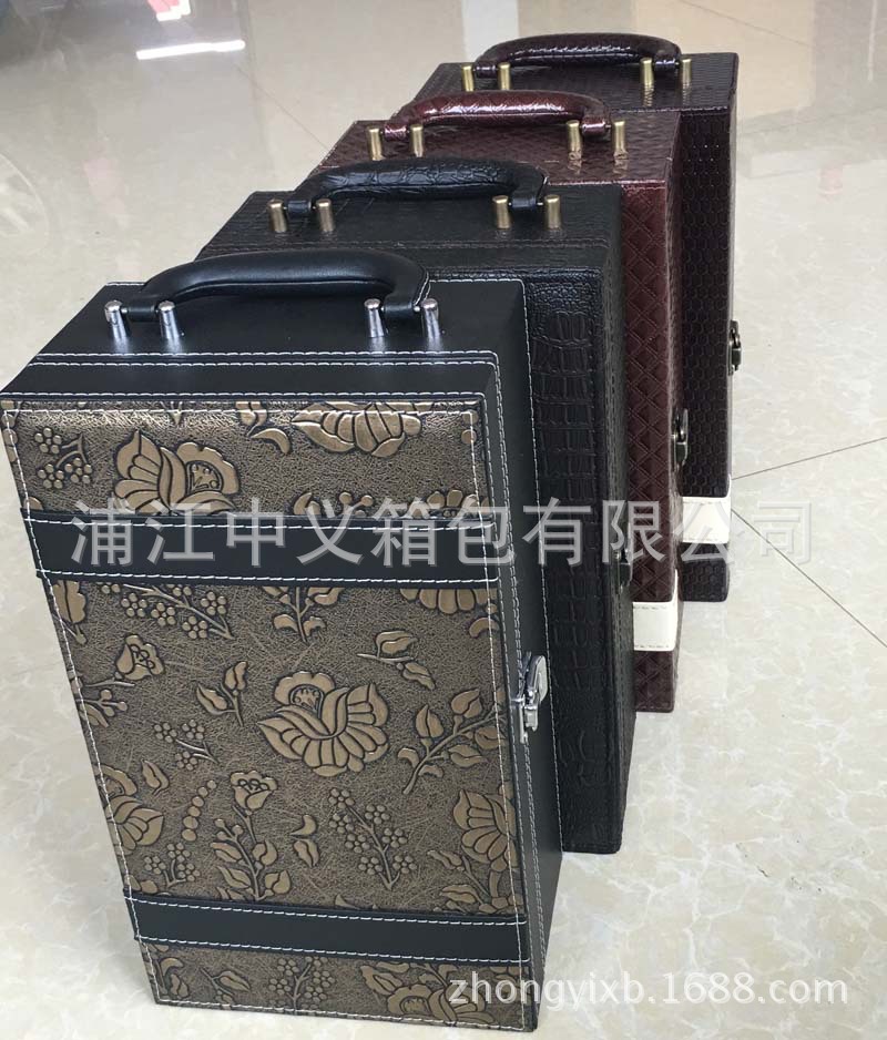 红酒包装经典双去拼接做法葡萄酒包装礼盒 PU皮制送礼礼品盒子