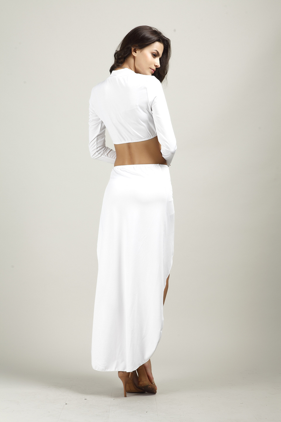 Polyester Fashiondress(White-M) NHDF0325-White-M
