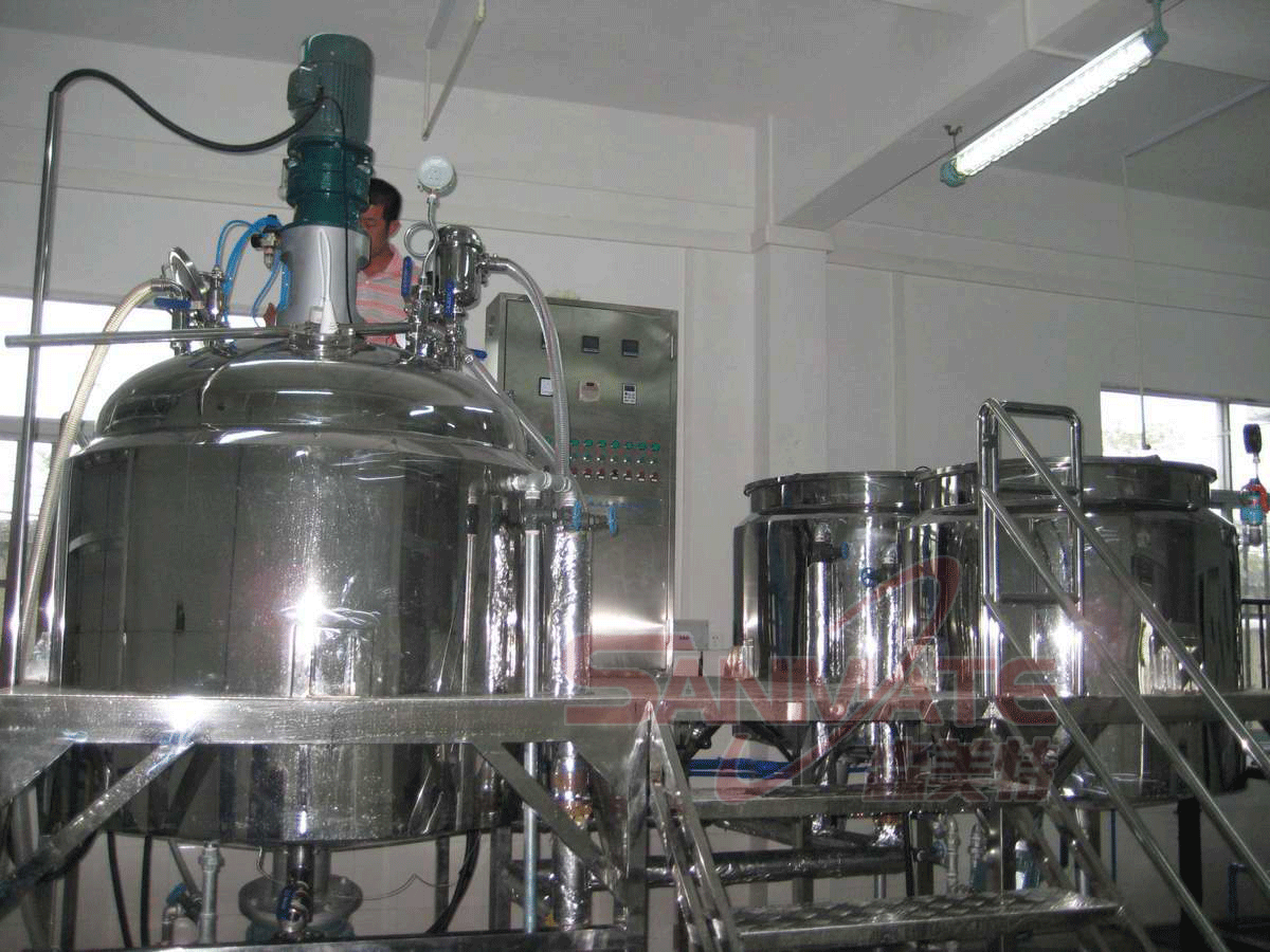 化妆品生产机械1000L固定式真空乳化机,1000L膏霜睫毛膏乳化机组