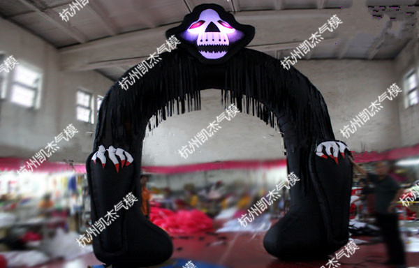 万圣节气模拱门酒吧充气骷髅头灯光拱门 商场景区万圣节幽灵