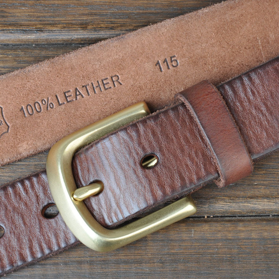 老車輪複古皮帶男真皮腰帶頭層黃牛皮銅扣水洗皮帶電商專屬男皮帶