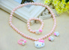 Children's necklace from pearl, chain, set, hair accessory with bow, wholesale