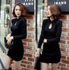 Spring fitted sexy dress, skirt, cheongsam, mini-skirt, Korean style, hip-accented, long sleeve