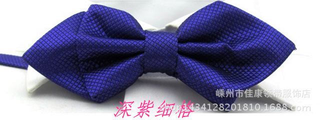 佳康男士尖頭單色細格雙層lingjie現貨婚宴bowtie滌綸女深紫領結