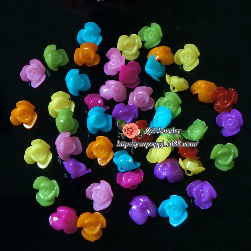 DIY children's jewelry accessories for acrylic mixed-color broad bean flower and colorful little bean sprout button decoration beads detail image 9