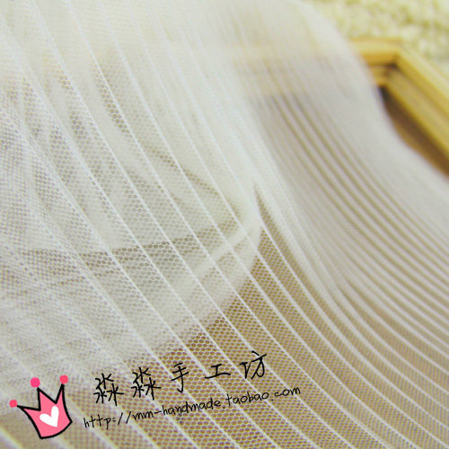 本白色中硬风琴皱褶百褶网纱透明百褶网纱 蓬蓬裙子婚纱百褶网纱