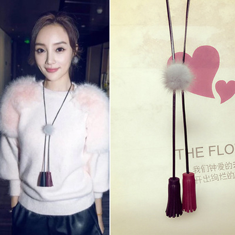 Street beat Same item sweater chain Korean Edition have more cash than can be accounted for mink tassels sweater chain high-grade Jewelry Necklace wholesale