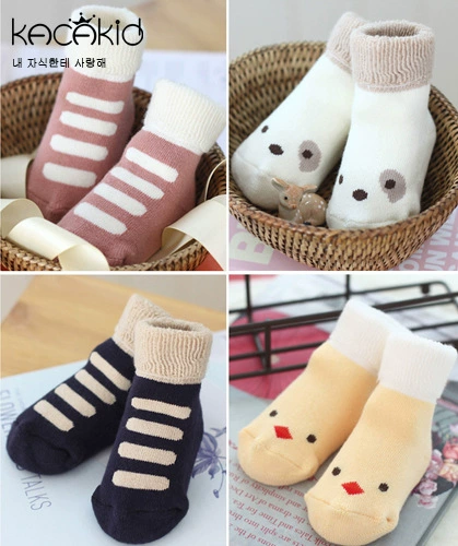 Wholesale KACAKID cotton socks thickened wool rings and flip socks Korean version of male baby baby baby baby cartoon warm socks