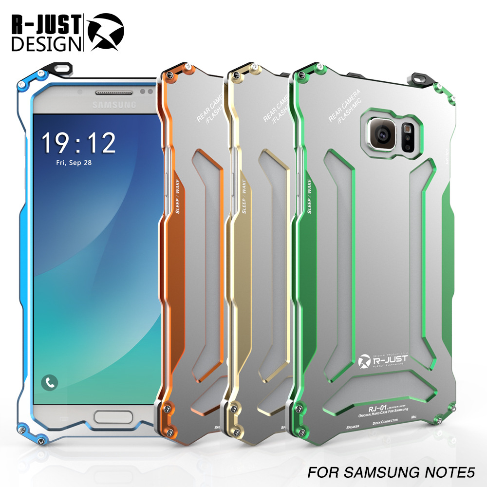 R-Just Gundam Aerospace Aluminum Contrast Color Shockproof Metal Shell Outdoor Protection Case for Samsung Galaxy Note 5