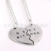 Broken Heart Best Friends Good Friends Girlfriend Two Pets and Three -petal Pendant Couple Necklace