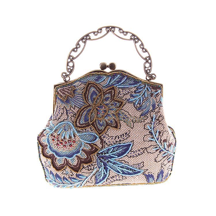 Burlap Beaded Embroidered Bag Handbags Craft Bag Ladies Bag Classical Beaded Bag display picture 12