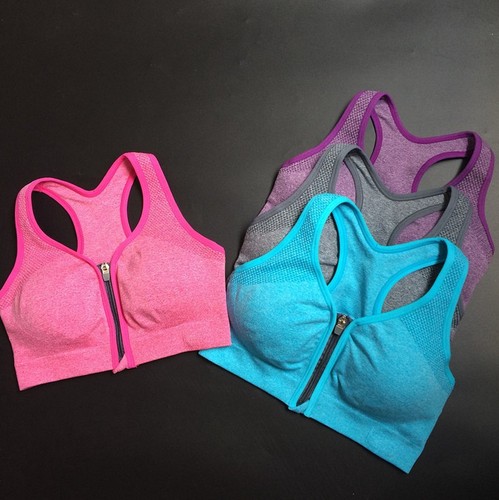 Yoga sports bra women's backless sports bra with front zipper and no underwire for women's running and fitness bra