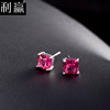 Fashionable universal square hypoallergenic earrings, classic zirconium, Korean style, 6mm