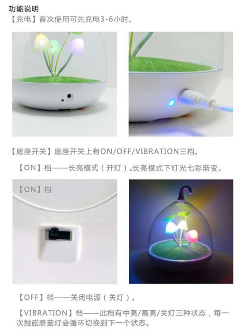 Manufacturers selling novelty led cage bud Nightlight intelligent touch mushroom rechargeable induction lamp10