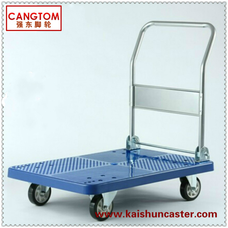 批发经济型平板手推车可折叠拉货塑胶板车耐磨静音拖车载重300kg