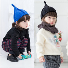 2022秋冬季新款兒童帽子 韓國寶寶針織毛線帽嬰兒南瓜尖尖帽批發