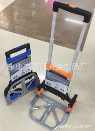 厂家直销铝管铁座折叠行李车 轻便购物买菜车