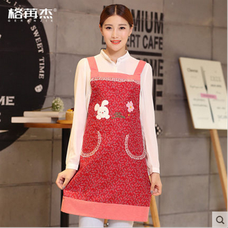 Liquidación lindo conejo de encaje café cocina salón de uñas jardín de infantes ropa de trabajo cocina delantal