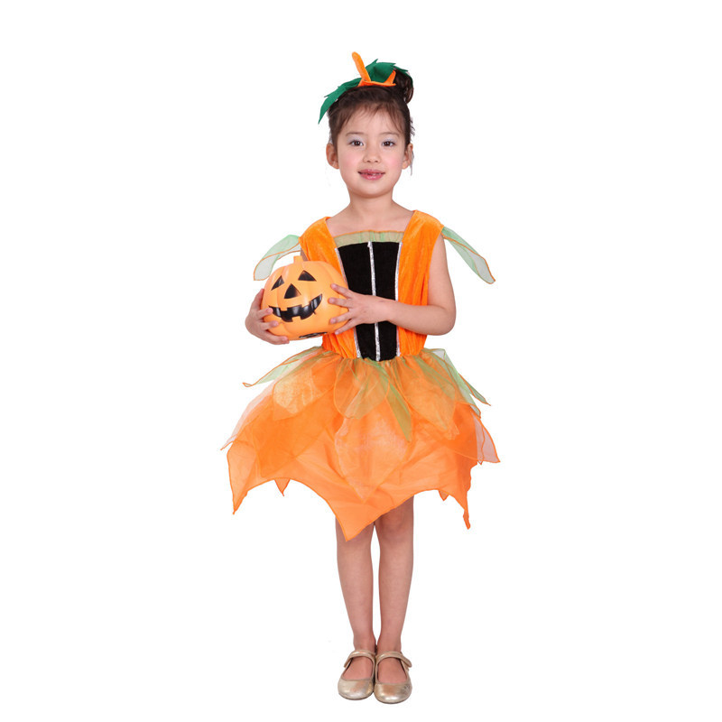 Хэллоуин карнавальная вечеринка, макияж, сценическая одежда, G-0129 тыквенная фея платье
