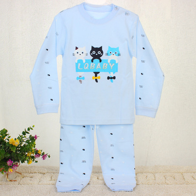 嬰兒秋衣秋褲套裝卡通純棉動物印花秋冬外穿打底圓領寶寶內衣套裝