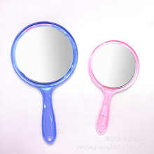 手持双面手柄镜大号水晶网红礼品化妆镜 透明镜子一面放大 mirror