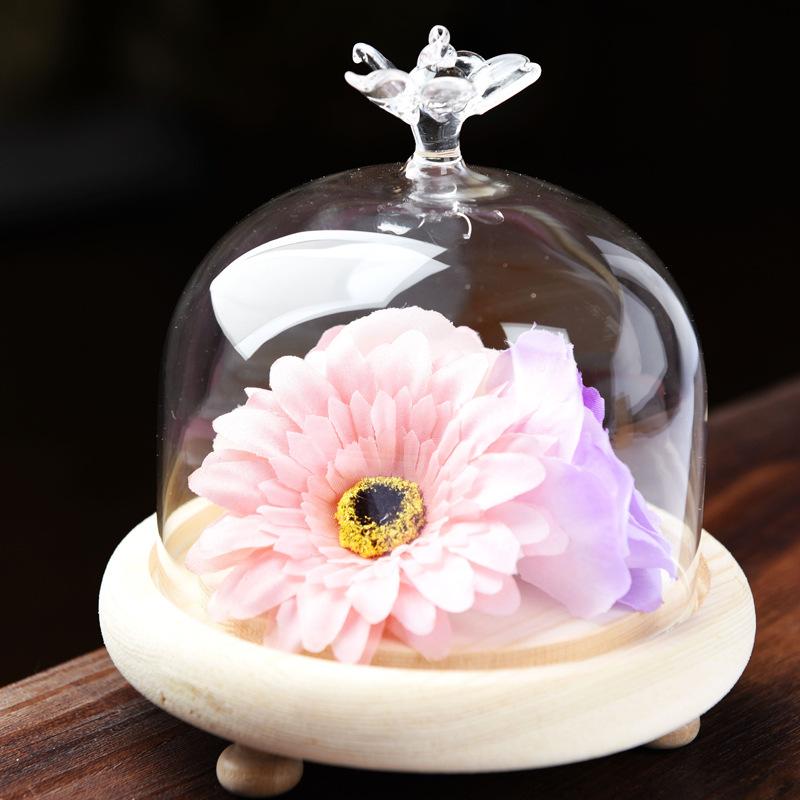 DIY creativo transparente flor eterna cubierta de cristal cubierta de la torta decoración del hogar micro paisaje florero con accesorios