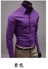 Foreign trade new men's 17 color solid color long sleeve shirt business inch shirt shirt slim fitting men's shirt