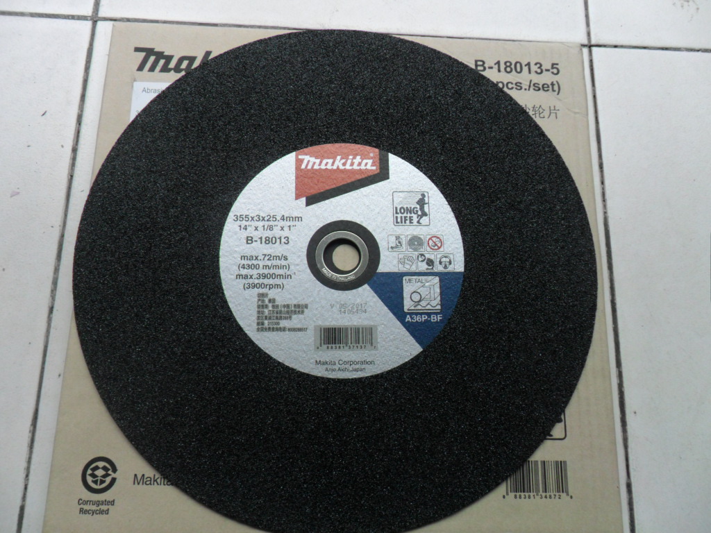 makita牧田14寸切割砂轮片 355mm切割机使用砂轮片B-18013