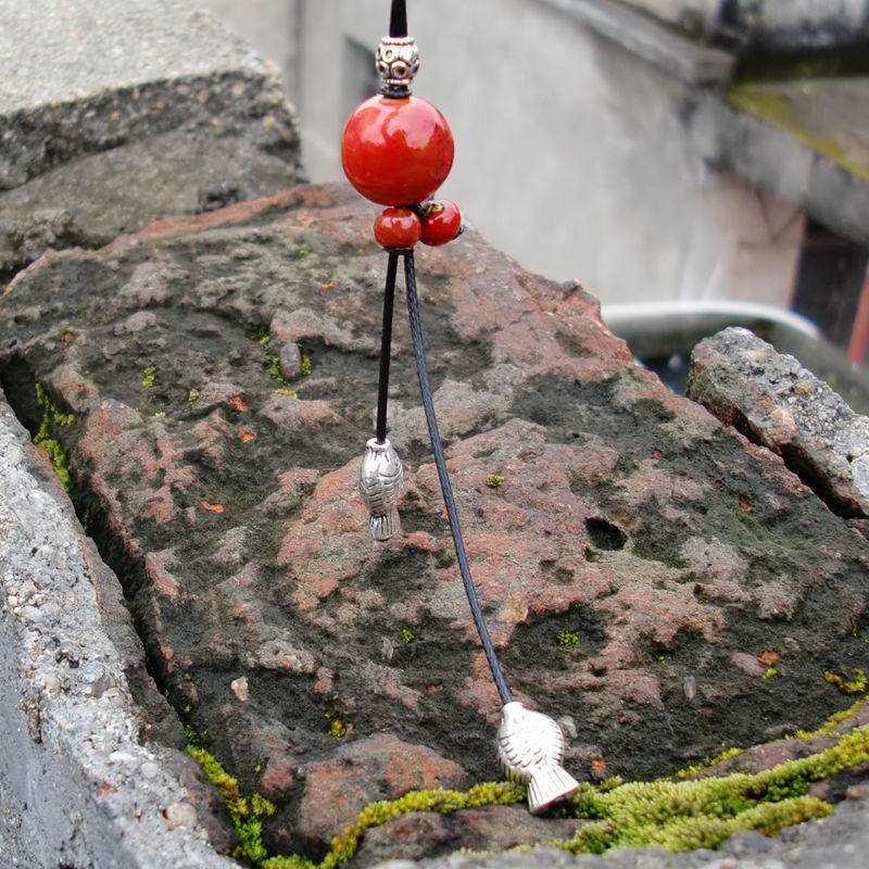 创意礼物陶瓷饰品 时尚项链毛衣链  女款丨双鱼戏珠首饰批发|ru