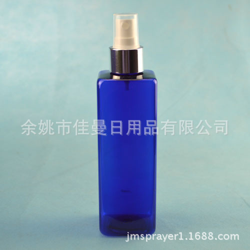 厂家直销240ml塑料蓝色四方瓶 塑料瓶子 化妆水喷壶 花水瓶