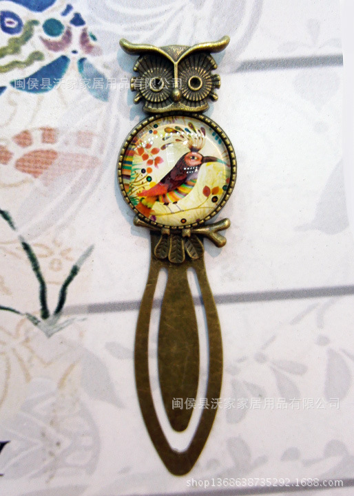 012创意玻璃复古书签 清新手绘小鸟小额批发可定制|ms