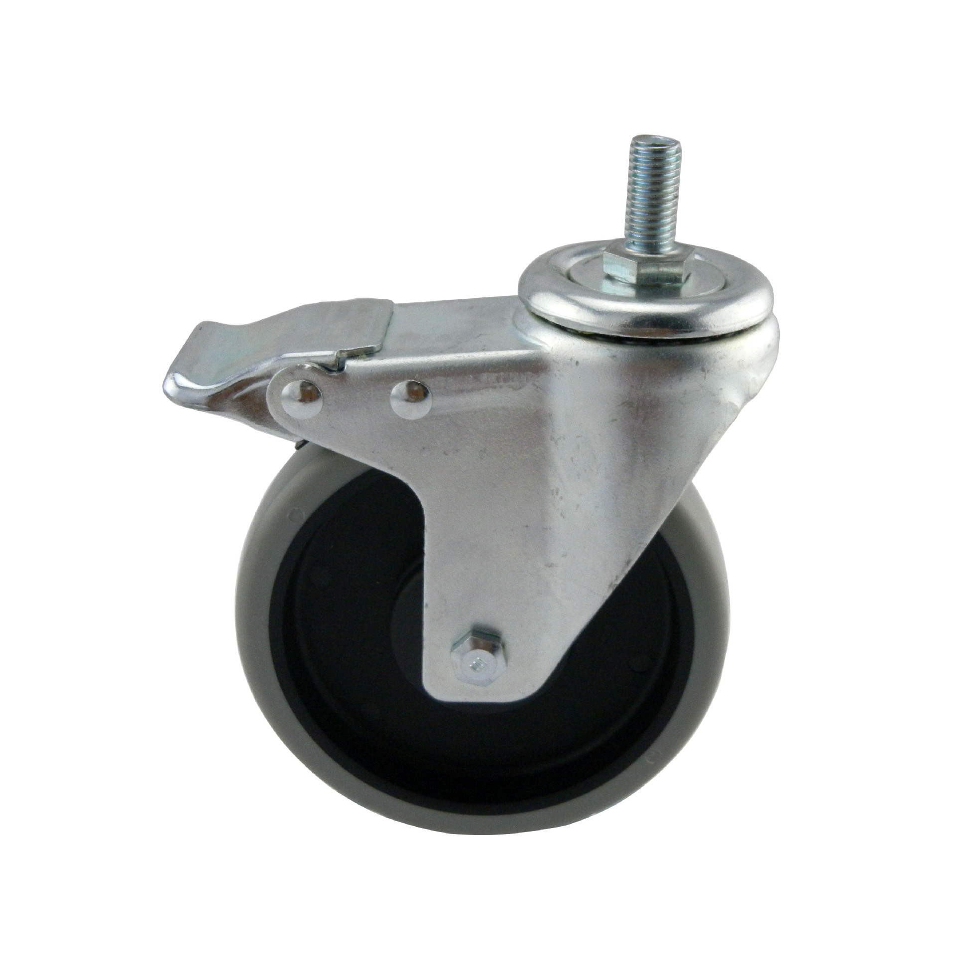  大胜脚轮5寸TPR静音单轴承超市手推车理货车丝杆带刹万向脚轮 