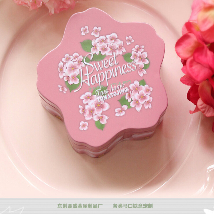 梅花形马口铁盒 糖果盒 喜糖盒厂家定制饼干盒西瓜霜含片盒医药盒