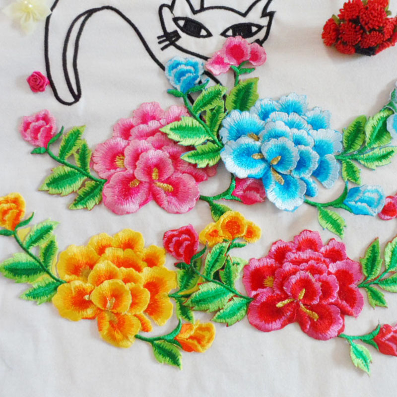 DIY电脑刺绣 烫熨婚纱补丁布贴 重工刺绣花贴3D立体花 外贸