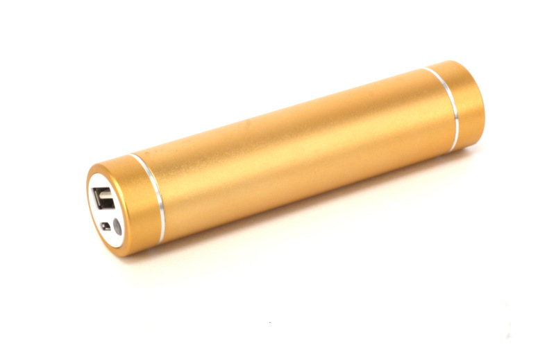 单节外贸出口礼品圆柱LED带灯2600mah铝合金移动电源 圆筒充电宝