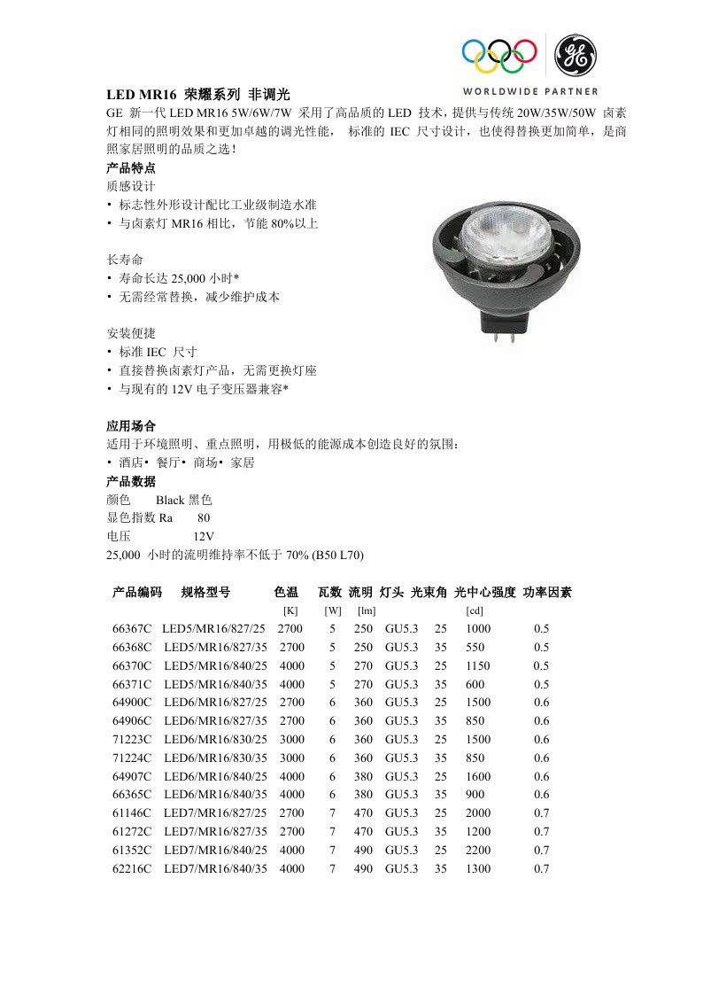 ge照明led灯杯_ge照明led灯杯mr16荣耀调光7