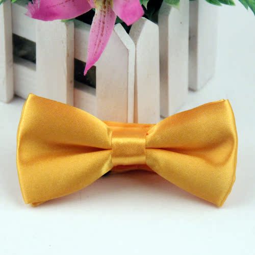 Cross-border hot-selling double-layer glossy solid color bow tie polyester silk multi-color optional new fashion popular children's bow tie