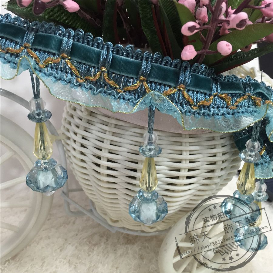 【锦天】窗帘配件 蕾丝花边 精美DIY 丝带水晶珠子花边 新款